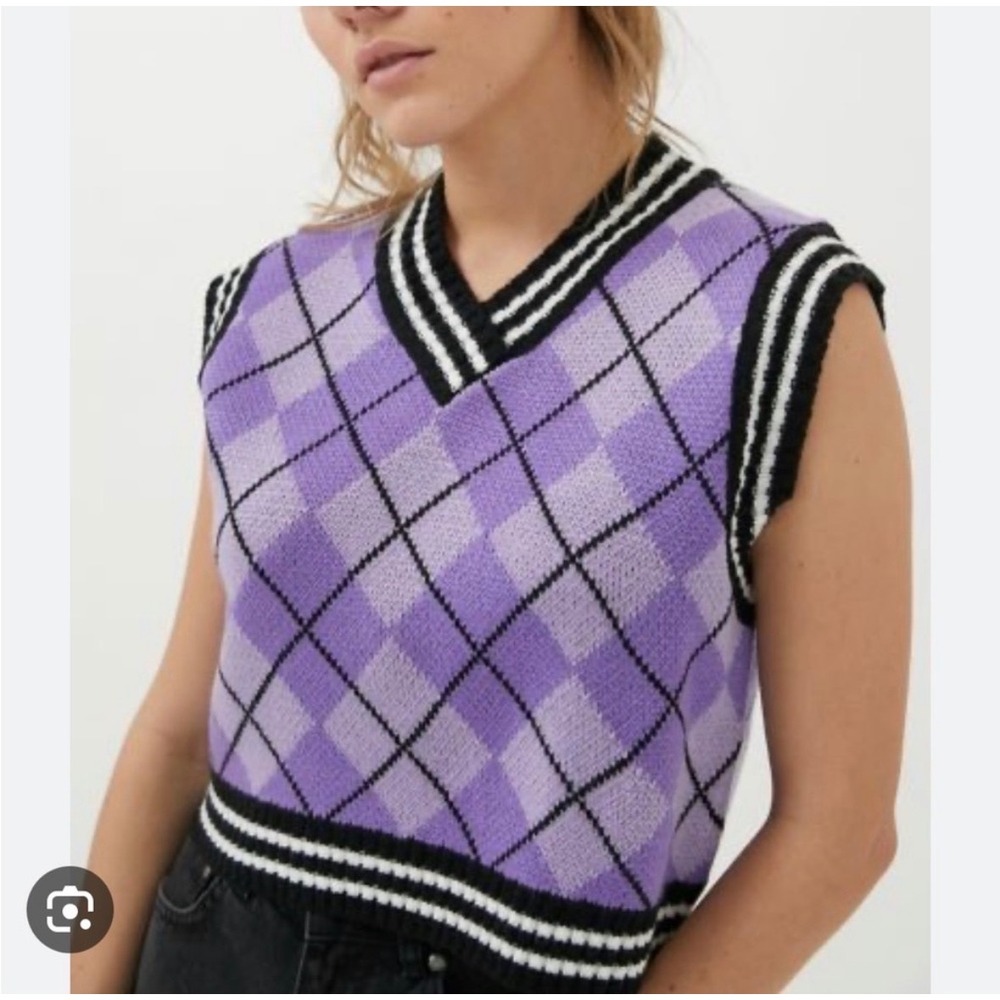 The Ragged Priest Purple Argyle Sweater Vest Size Small
